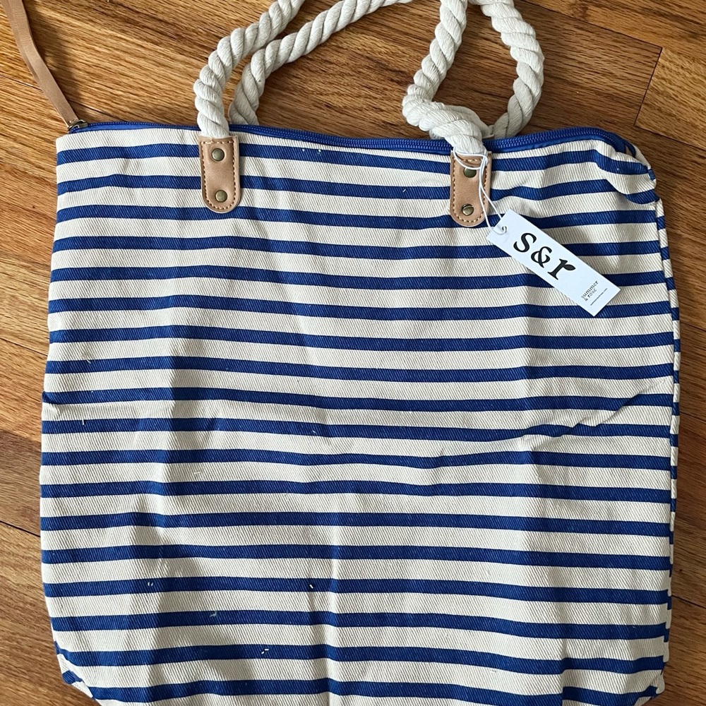 Summer&Rose Beach Purse Striped Blue Stripes - NEW